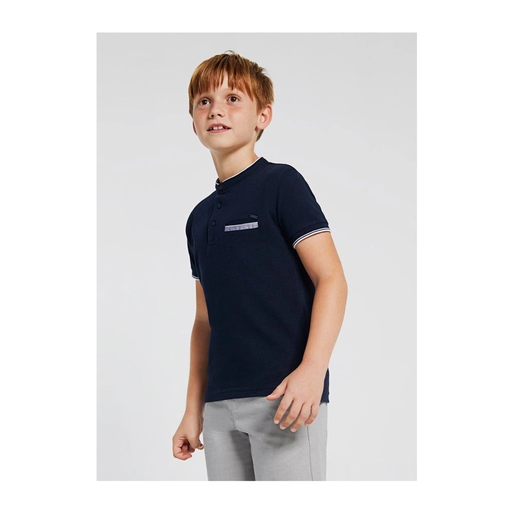 Size 14 Boys Mayoral Navy Polo with Pocket Accent